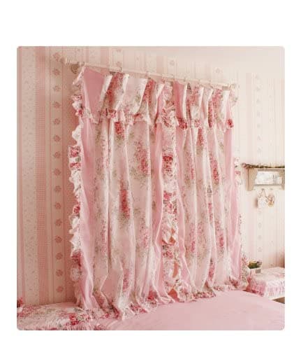DIAIDI Korean Style Elegant Pink Rose Printed Cotton Curtains for Bedroom Eco-Friendly Floral Farmhouse Window Drapes for Living Room (78" W*94" H/Panel, 2 Panels) - Image 1