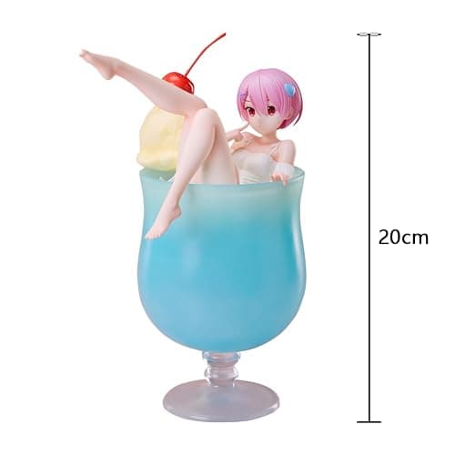 LUNK REM/Remu Figures,Wine Glass Ramu/RAM Anime Figure Model,Cute Girl Figurine Action Statue Figura Anime Decoration 7.87IN thumbnail 3