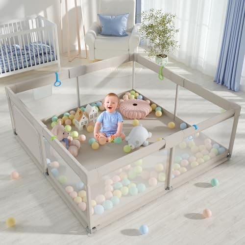 Baby Playpen, Playpen for Babies and Toddlers, Extra Large Playpen, Play pens for Babies and Toddlers (59 * 59inch playpen Without mat) - 59*59inch playpen without mat - Image 1