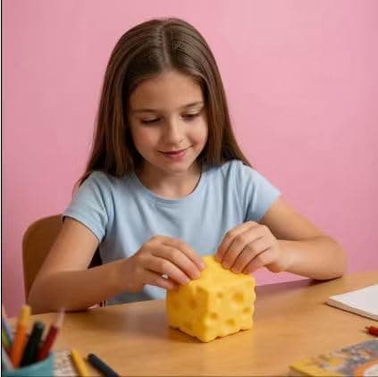 Yellow Cheese Squeeze Toy,Soft Novelty , Theme Cheese Cubes Squishy (Small) thumbnail 2