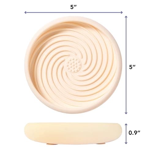 Awoo Lick Dish - Silicone Lick Mat + Slow Feeder for Cats & Small Dogs - Non-Slip Design with Suction Cups - Dishwasher Safe, Extends Mealtime, Reduces Anxiety (Almond) thumbnail 2