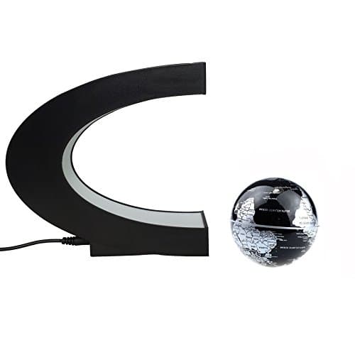 Senders Floating Globe with LED Lights C Shape Magnetic Levitation Floating Globe World Map for Desk Decoration (Black-Silver) thumbnail 6