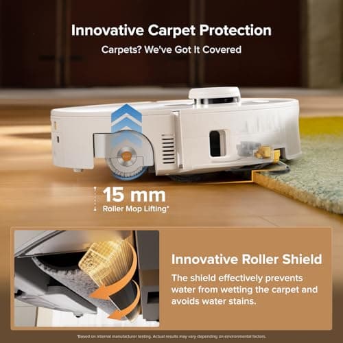 roborock Qrevo Curv 2 Flow Robot Vacuum and Mop, SpiraFlow Real-Time Self-Cleaning Roller Mop, 20,000 Pa, Dual Zero-Tangle System, AI Obstacle Avoidance, Heat-Washes & Dries Mop, Carpet Protection thumbnail 6