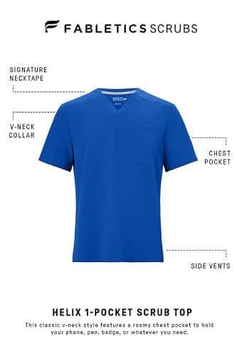 Fabletics Men's Helix 1-Pocket Scrub Top - MotionTech, Wrinkle-Resist, Chest Pocket, Anti-Shrink, Semi-Slim Fit thumbnail 5