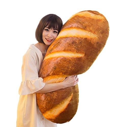 Levenkeness 3D Simulation Bread Plush Pillow,Soft Butter Toast Bread Food Pillow Lumbar Back Cushion Stuffed Toy for Home Decor 39.3" - Image 1