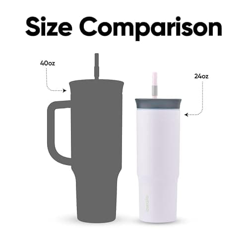 Owala Stainless Steel Triple Layer Insulated Travel Tumbler with Spill Resistant Lid and Straw, BPA Free, 24 oz, Grey/Purple (Bunny Hop) thumbnail 6