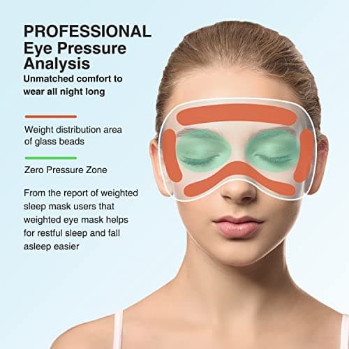 YFONG Weighted Sleep Mask, Women Men 3D Blocking Lights Sleeping Mask (4.2oz/120g), Pressure Relief Night Sleep Eye Mask with Adjustable Strap, Eye Cover Blindfold for Travel Nap Yoga, Black thumbnail 5
