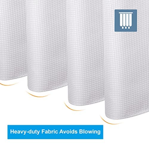 AmazerBath Extra Long Shower Curtains 84 Inches Tall, Waffle Shower Curtain White Heavy Duty, Extra Tall Shower Curtain Fabric, Hotel Quality Bathroom Shower Curtains, 72x84 Inches thumbnail 6