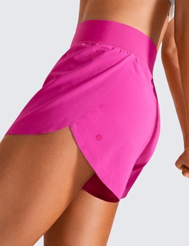 CRZ YOGA High Waisted Split Running Shorts for Women 3" - Comfy Mesh Liner for Workout Athletic GymTrack Quick Dry Hibiscus Purple XX-Small thumbnail 4