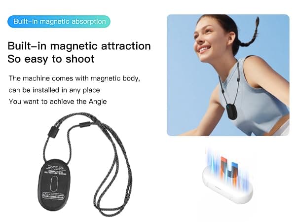 FOUKWAKC H7 64GB 1080P Thumb Action Camera, Mini Body Cameras, Wearable Pocket Vlogging Camera with Magnetic Lanyard, Small Portable Body Cam Helmet Cam for Work, Cycling, Travel, Pet Walking thumbnail 4
