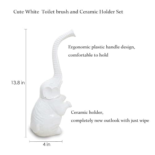 AORTULL Toilet Brush and Holder Set,Modern Ceramic Toilet Bowl Brush Holder,Cute Bathroom Decor, Non-Scratch Bristles, Space-Saving White Household Cleaning Tool for Bathtub thumbnail 2