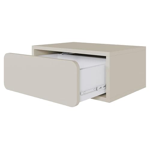 Selsey Nachttisch Beistellschrank Beistelltisch Nachtschrank Hängend Mit Schublade Push to Open Kugelauszüge Graubeige Wuwu - With One Drawer thumbnail 5