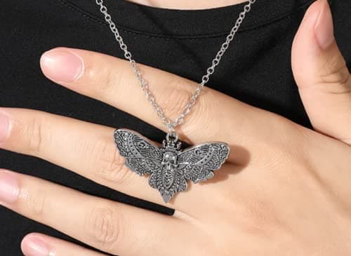 CrownOfRibbons Moth Necklace Pendant, Modern Punk Insect Jewellery thumbnail 4