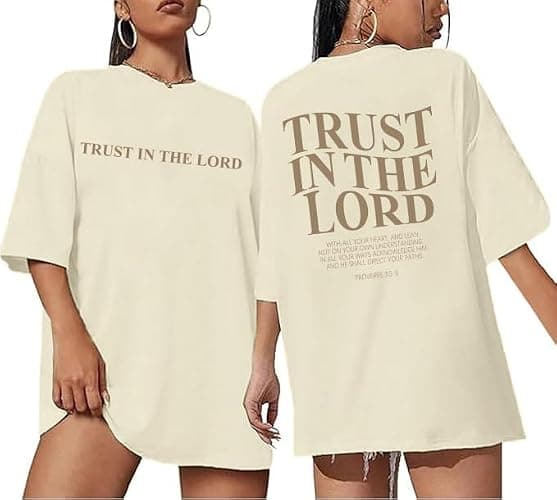 Christian Faith Tshirt Oversized Jesus Shirts for Women Trust in The Lord Saying Tee Tops - Image 1