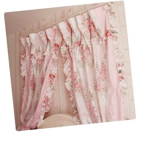 DIAIDI Korean Style Elegant Pink Rose Printed Cotton Curtains for Bedroom Eco-Friendly Floral Farmhouse Window Drapes for Living Room (78" W*94" H/Panel, 2 Panels) thumbnail 5