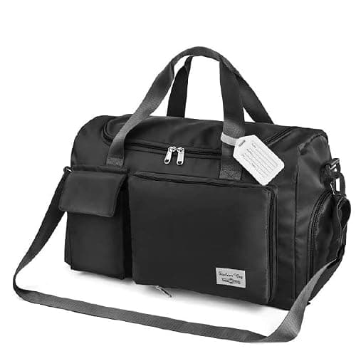Lightweight Travel Gym Duffel - Foldable Overnight Holdall Bag for Women with Wet/Dry Separation - Cabin Bag for Sports & Travel - Black - Image 1