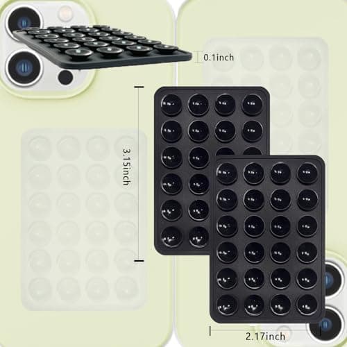 Zakora 5PCS Silicone Suction Phone Case Mount, Suction Phone Holder, Sticky Pad Grip, Non-Slip Silicone, Pink, White thumbnail 2