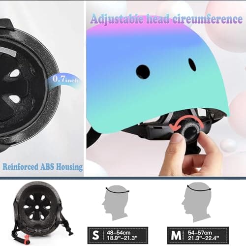 Kids Bike Helmet Adjustable Bike Helmet with Knee Pad Elbow Pads Guards, Toddler Helmets for 3-5-8-14+Riding Scooter Inline skatings Skateboard Helmet thumbnail 7
