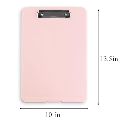 Clipboard with Storage Slim Folding for Nursing, Teachers, Coaches & Office, Plastic Heavy Duty with Pen Holder (9.5” x 13.5”) (Light Pink) thumbnail 3