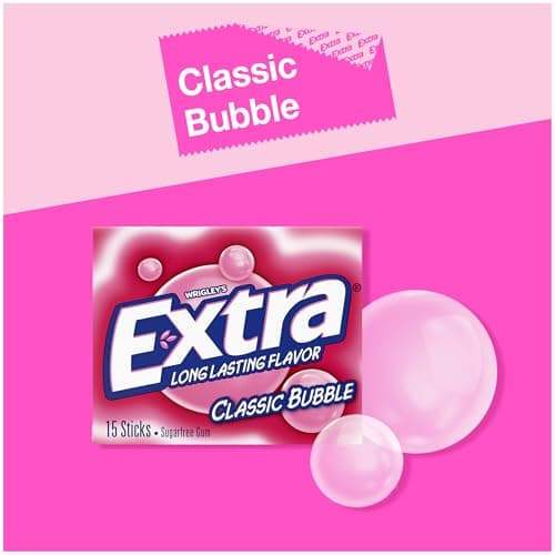 EXTRA Gum Classic Bubble Gum Sugar Free Chewing Gum Bulk Pack, 15 Stick (Pack of 10) thumbnail 3