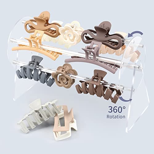 SNOWSTAR Acrylic Claw Clip Organizer Holder,360-Degree Rotating Claw Clip Holder and Storage,Hair Clip Organizer Display Clear Stand for Women and Girls - Image 1