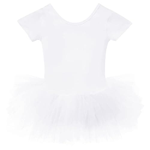 Bezioner Girls Cotton Ballet Dance Dress Cute Tutu Skirted Leotard Short Sleeve thumbnail 4
