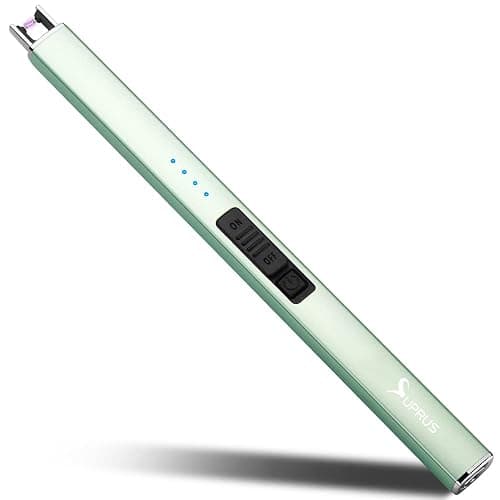 SUPRUS Electric Lighter Arc Windproof Flameless USB Rechargeable Lighter with Safety Lock for Candle BBQ Camping (Green) - Image 1