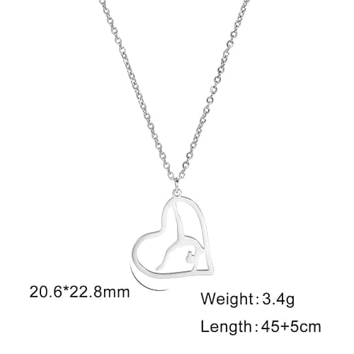 EUEAVAN Collana con ciondolo a forma di cuore, per ginnastica, sport, ginnastica, con ciondolo a forma di cuore, per ginnastica, gioielli alla moda, Medio, Acciaio inossidabile, Senza pietre preziose thumbnail 6