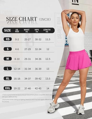 FireSwan Running Shorts for Women 2 in 1 High Waisted Quick Dry Butterfly Flowy Athletic Gym Yoga with Pockets Hot Pink Medium thumbnail 7