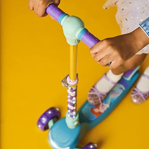 Jetson Disney's The Little Mermaid Three-Wheel Kids' Kick Scooter | Includes LED Lights on Stem & Light-Up Wheels |Height-Adjustable Handlebar Lean-to-Steer |Easy-Folding Mechanism Ages 3+, Purple thumbnail 7