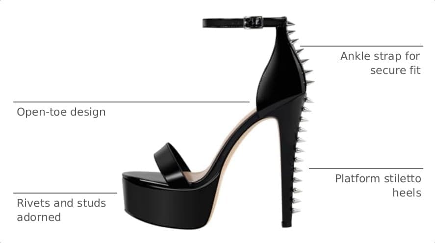 VERISSON Women's Studded Rivets Platform Heels Stiletto High Heel Ankle Strap Heeled Sandals for Women Party Dress Prom Shoes thumbnail 3