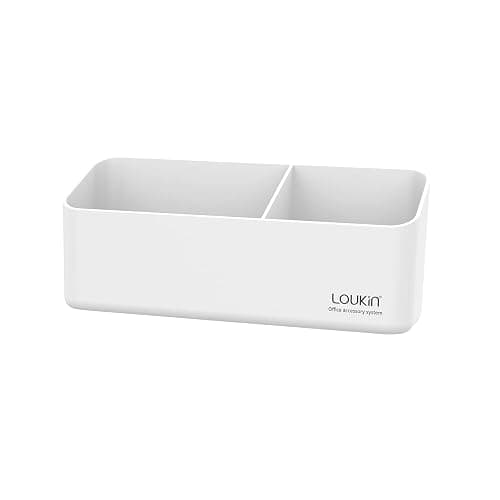 loukin Magnetic and Adhesive Marker Holder, Dry Erase Accessory Tray, Magnetic Storage Organizer for Whiteboard, Glass or Refrigerators (White) - White - Image 1