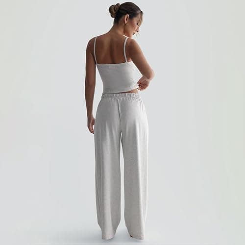 ksotutm Womens Workout Lounge Sets Tank Top Match Wide Leg Pants Two Piece Sets for Summer Going Out thumbnail 3