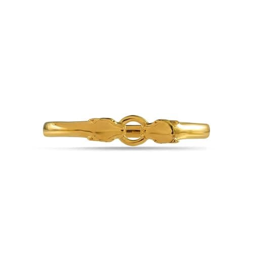 GOLD TROVE Stainless Steel Animal Head Bangle Bracelet for Women | Gold Plated Panther/Leopard Design Hinged Cuff | Polished Non Tarnish Fashion Jewelry Gift for Her thumbnail 2