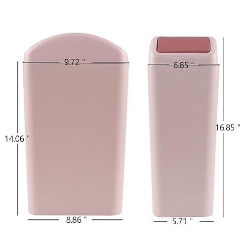 Easymanie 12 L Slim Garbage Can, Small Plastic Trash Can with Swing Lid, 1 Pack (Pink) thumbnail 6