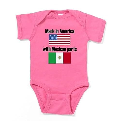 CafePress Made in America with Mexican Parts Body Suit Infant Baby Bodysuit Romper - Image 1