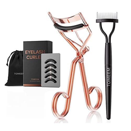 Eyelash Curler with Comb, Professional Volumizing Lash Lift Kit Lash Curler with Refill Pads for Home & Travel Uses, Rose Gold - Image 1