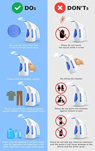 HiLIFE Steamer for Clothes, Portable Handheld Design, 240ml Big Capacity, 700W, Strong Penetrating Steam, Removes Wrinkle, for Home, Office and Travel(ONLY FOR 120V)(Blue) - Blue thumbnail 7