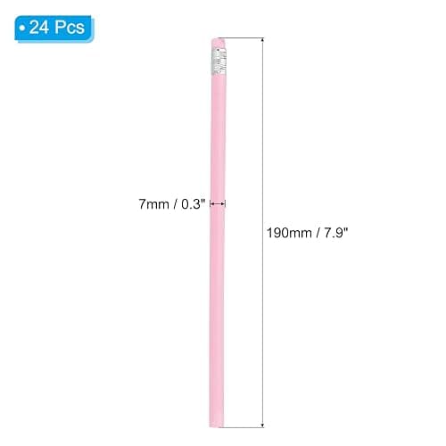 PATIKIL Round Pencils, 24 Pack HB Graphite Pencils with Eraser Wood Pencils Cute Pencil for Classroom Teacher Office Supplies, Light Pink - Light Pink thumbnail 3