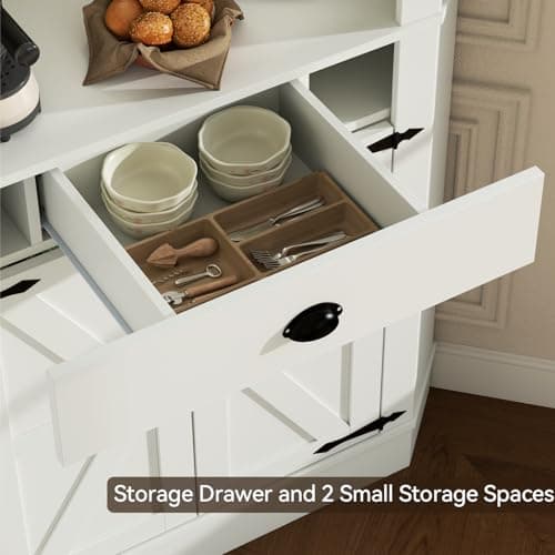 74" Corner Cabinet with Charging Station,Kitchen Pantry Cabinet with Drawer thumbnail 7