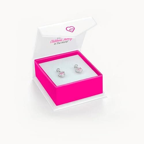 In Season Jewelry CZ Dangle Heart Kids Earrings - 925 Sterling Silver Hypoallergenic Earrings for Girls with Secure Screw Backs - Safe & Comfortable for Toddlers, Kids & Little Girls thumbnail 6
