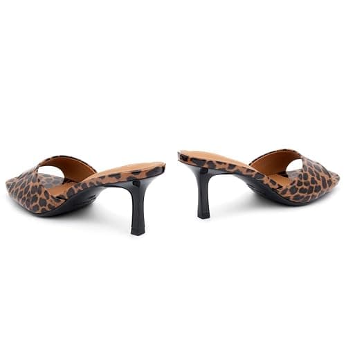Shoe Land Women's Low Heels Stiletto Heeled Slides, Open Toe One Band Slip-On Heeled Mules – Dressy Heeled Sandals for Prom, Party Wedding and Vacation thumbnail 5