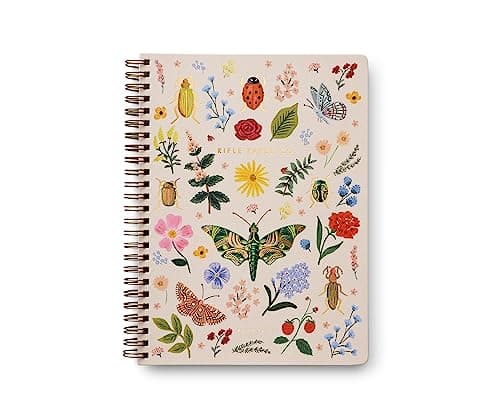 RIFLE PAPER CO. Spiral Notebook | 150 Ruled Pages, Inner Storage Pocket Folders, Double-Spiral Binding, Metallic Gold Foil Accents (8.25" L x 6.25" W), Curio - Image 1
