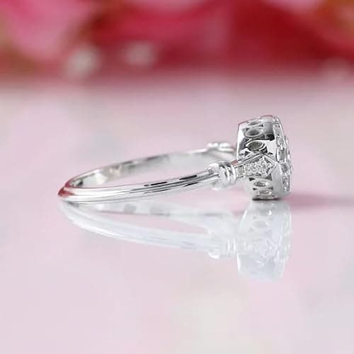 1 Ct Round Cut Diamond Vintage Art Deco Star Shape Edwardian Engagement Rings For Women 14K White Gold Plated 925 Sterling Silver Handcrafted Openwork Anniversary Ring Customized Jewelry Gift For Her thumbnail 6