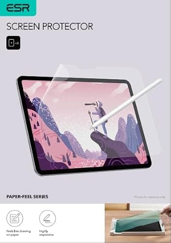 ESR 2 Pack Paper-Feel Screen Protector for iPad Air 11 Inch M3/M2 (7th/6th Generation, 2025/2024), Write and Draw Like on Paper, Scratch Protection with Easy Application Tray, Thin and Responsive thumbnail 10