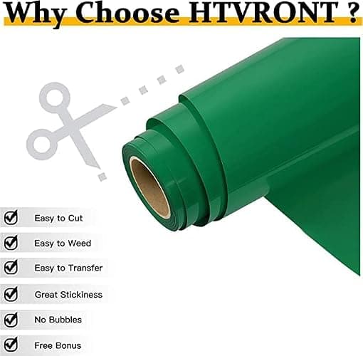 HTVRONT HTV Heat Transfer Vinyl - 12" x 20ft Green HTV Vinyl Rolls for Shirts, Iron on Vinyl for All Cutting Machines - Easy to Cut & Weed for DIY Heat Transfer Design (Green) thumbnail 3