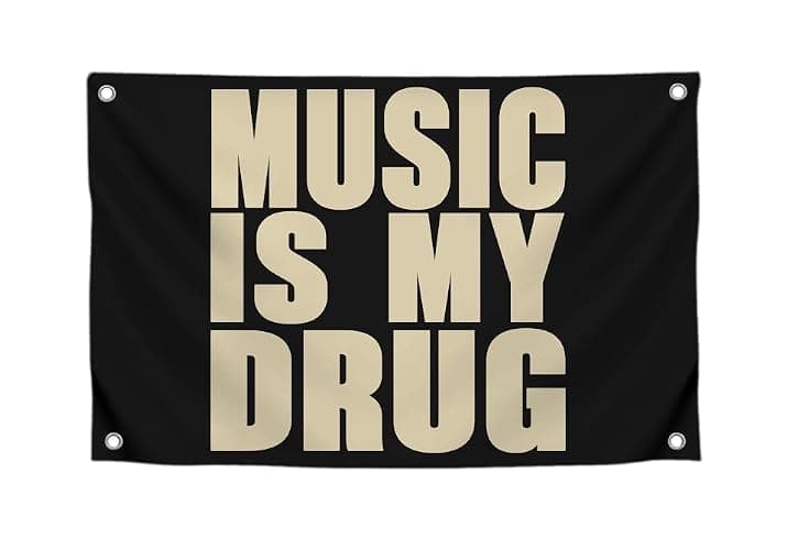 3x5 Feet Musical Quote Flag "Music Is My..." with Four Brass Grommets - Black Single Sided Musical Banner for Wall Decoration - Polyester Party Flags Man Cave - Wall Flag for College Dorm - Image 1