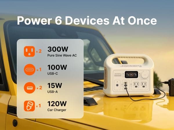 Jackery Portable Power Station Explorer 300 Dune White, 292Wh | Backup LiFePO4 Battery, Solar Generator for Outdoors Camping Travel Hunting Blackout (Solar Panel Optional) thumbnail 4