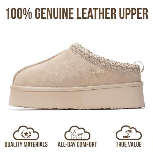 Project Cloud 100% Genuine Leather Platform Slippers for Women – Soft Memory Foam Womens Slippers & Supportive Clogs for Women 2025 – Cozy, Stylish Everyday Footwear (Sayre) thumbnail 4