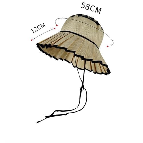 Women's Straw Reversible Pleated Sun Hat,Foldable Wide Brim Beach Hat,Summer Outdoor Travel UV Protection Beach Hats thumbnail 7